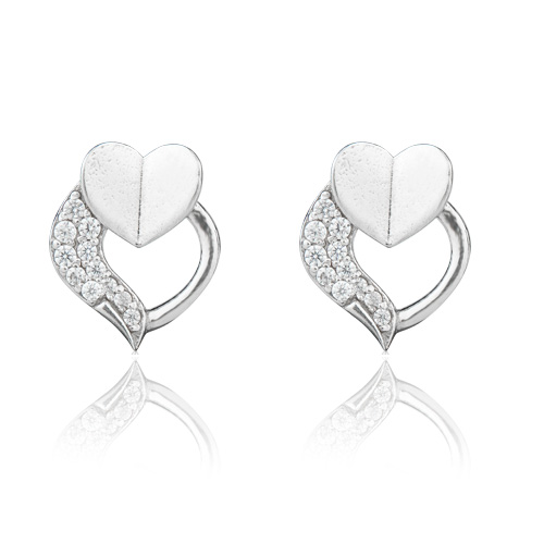 Open Heart Earrings | 925 Sterling Silver Silver Studs