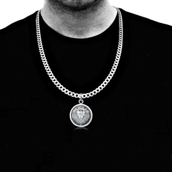 Oxidised Lion Shaped Pendent For Boys - Image 2
