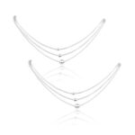925 Sterling Silver 3 Layer Anklets With Mini Balls For Girls & Women