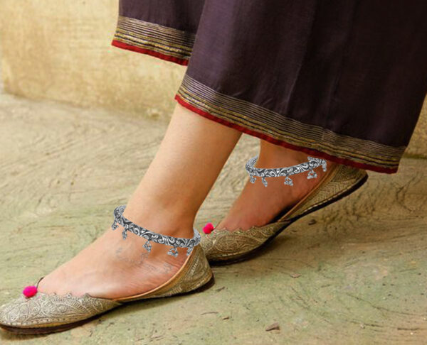 Oxidized Silver Feet Bangles For Girls & Ladies - Image 2
