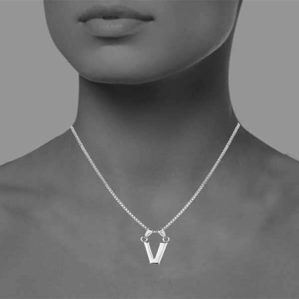 V Shape Designed 925 Silver Pendent For Teen & Girls - Image 2