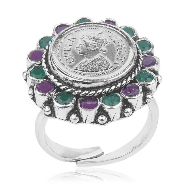 Beautifully Designed Cocktail Ring Oxidized Pure 925 Silver For Girls & Ladies