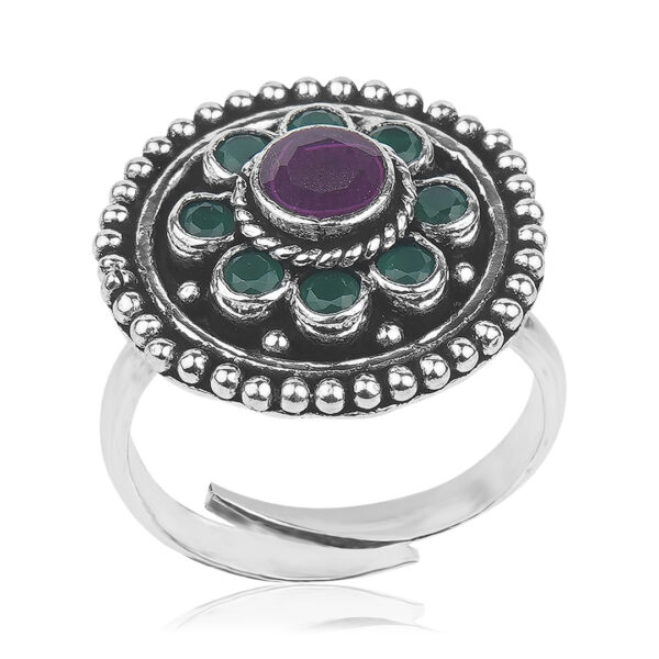 Beautifully Designed Cocktail Ring Oxidized Pure 925 Silver For Girls & Ladies