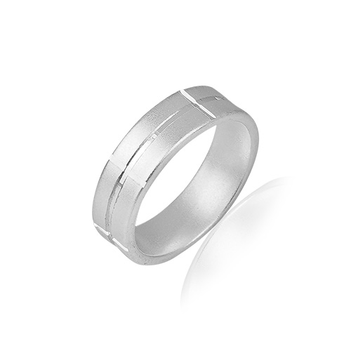 Thick Band Ring with a Geometric Pattern in Oxidized Silver - Silvertraits