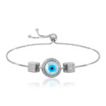 Evil Eye Adjustable Bracelet For Teen & Ladies In 925 Sterling Silver