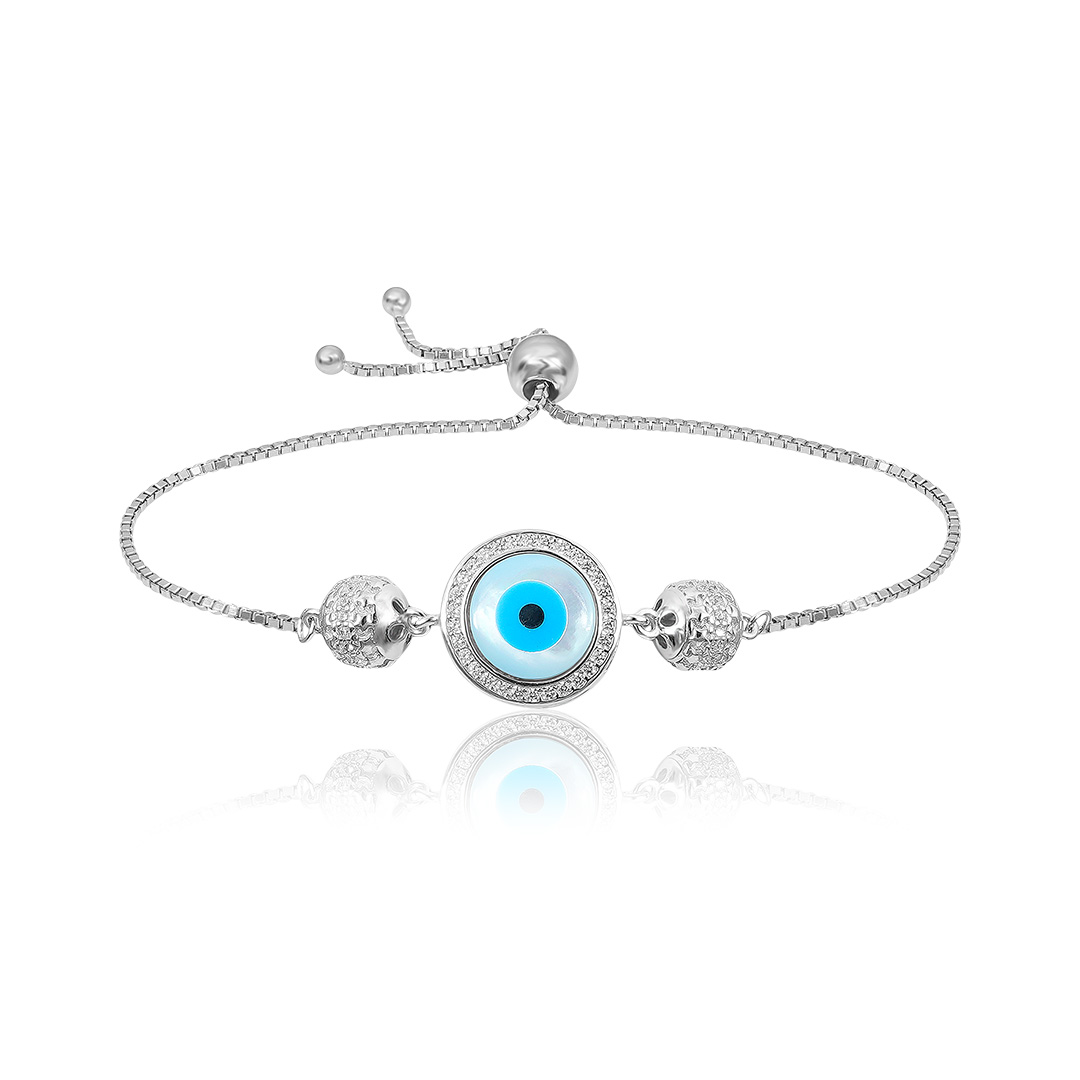 Blue Sapphire & White Diamond 925 Sterling Silver Adjustable Bracelet -  Walmart.com