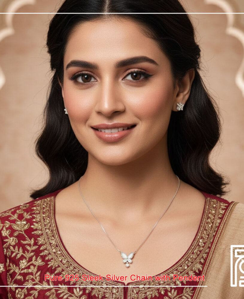 Butter Fly Silver Pendants with round stone