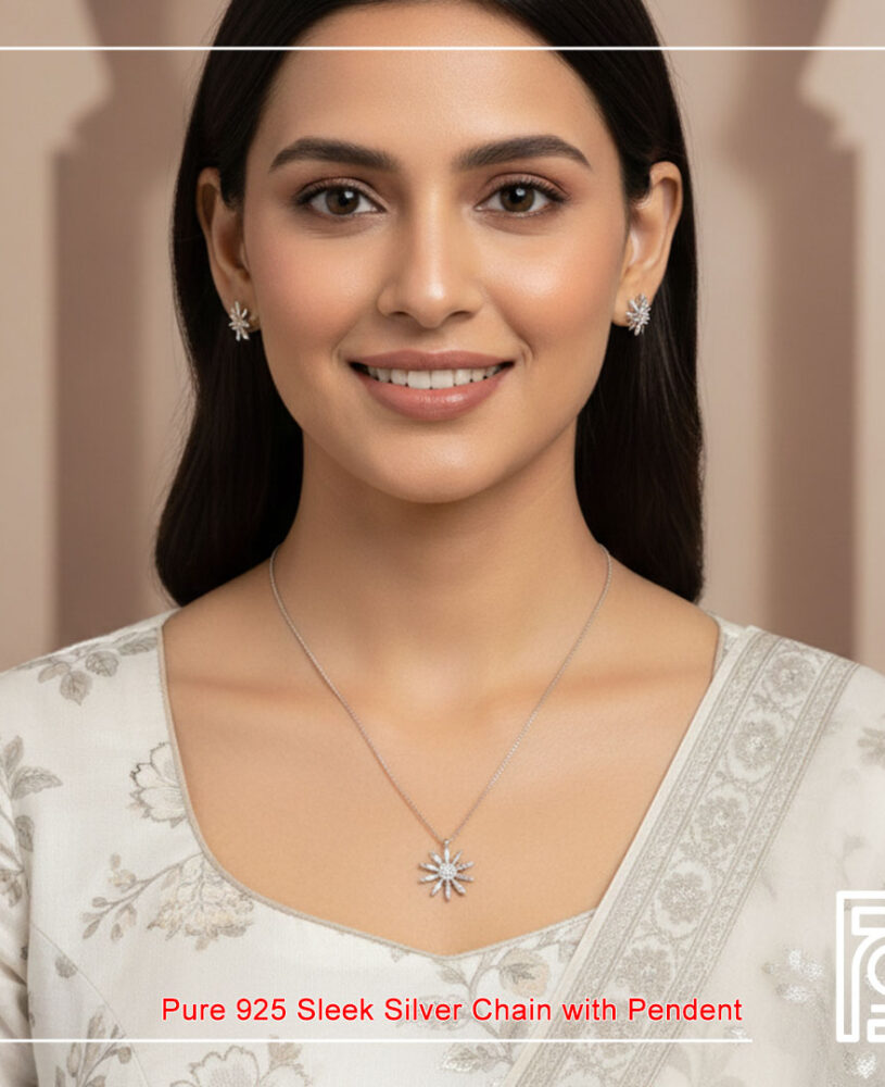 Sun Shape Silver Pendant