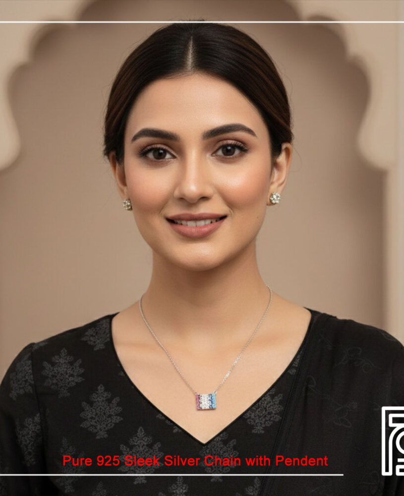 Multicolor Purse Shape Silver Pendant