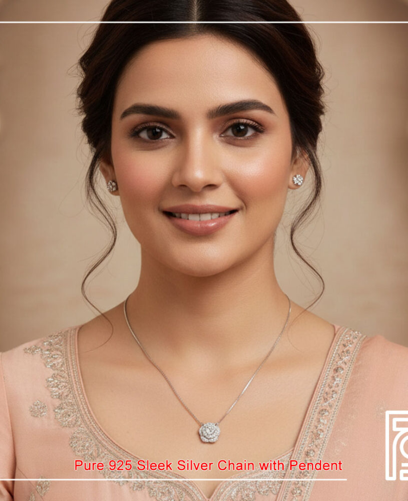 Rose Shape White Diamond Pendant