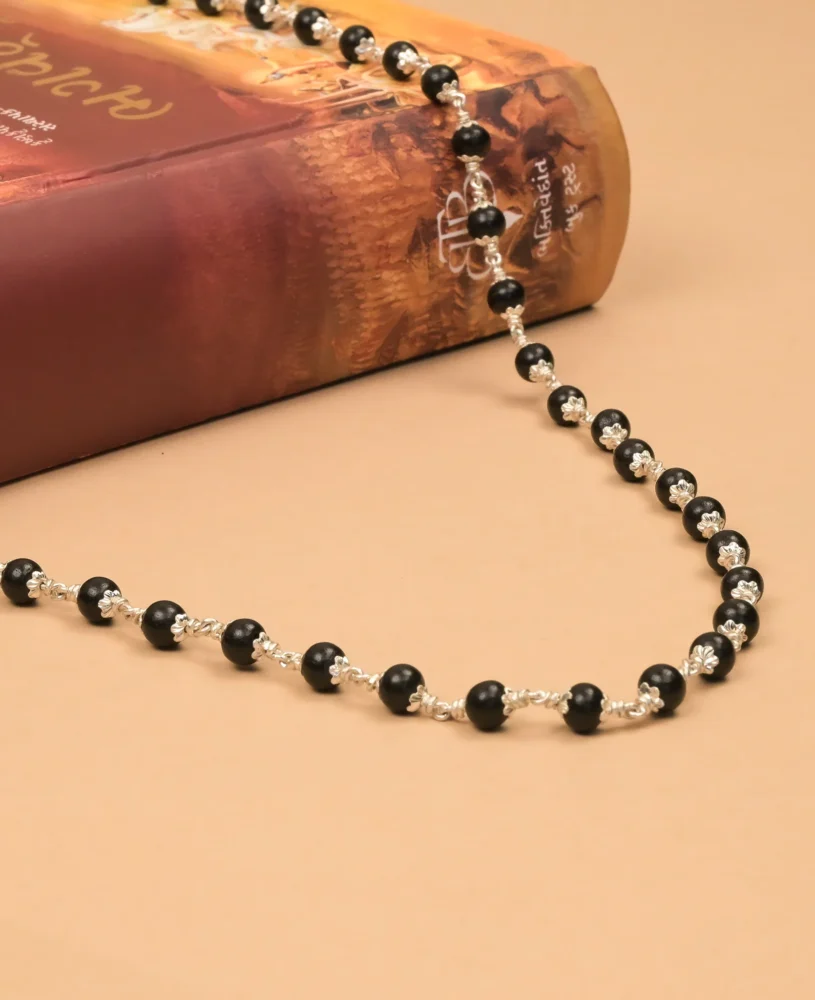 5-6 mm Karungali Beads Silver Mala