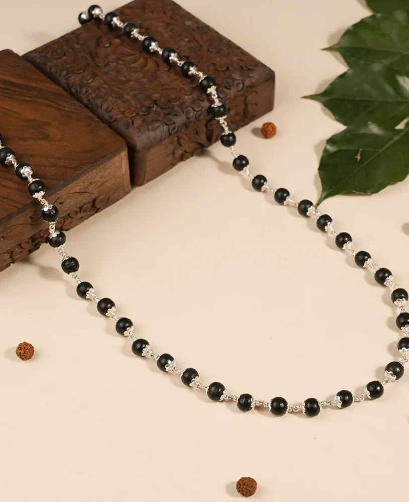 Karungali Beads Silver Mala