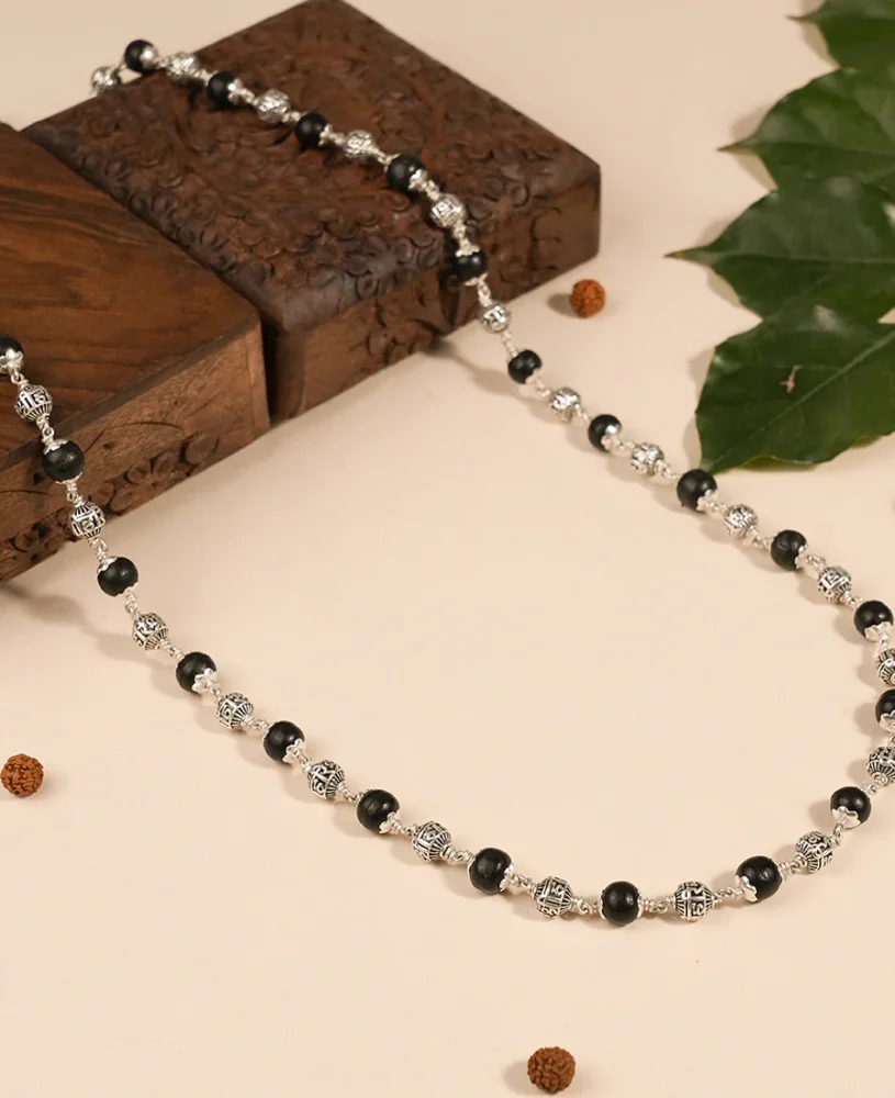 Karungali with Shree Hari Silver Beads Mala