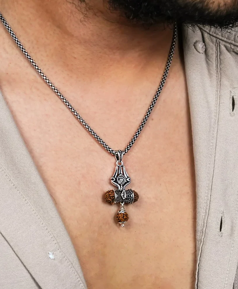 Rudraksha Trishul Om Damru Pendant