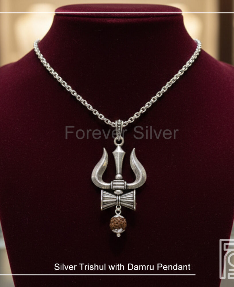 Shiva Trishul Rudraksha Silver Pendant