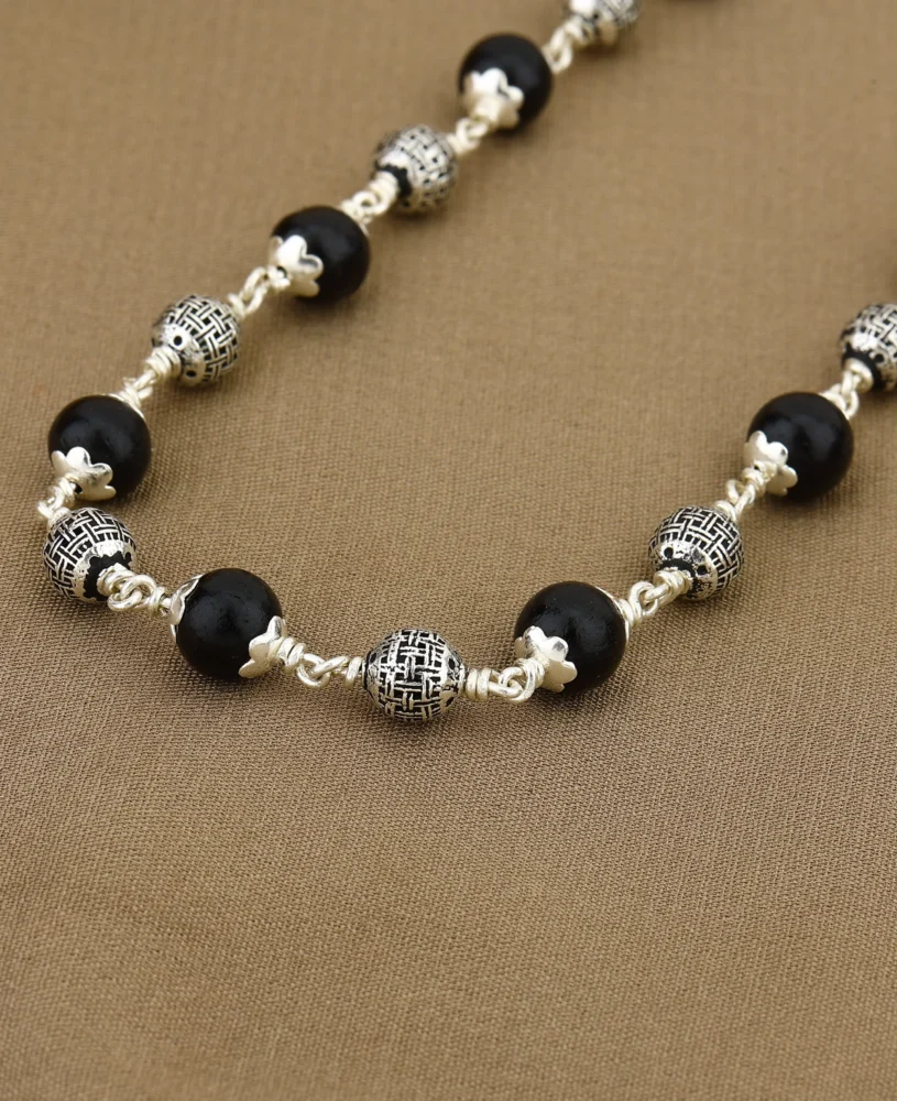 Karungali Silver Mala (Spherical Beads)