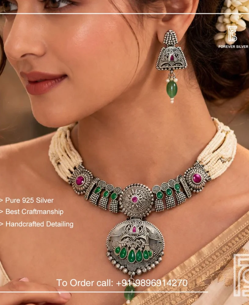 Pure 925 Silver Handcrafted Heritage Necklace
