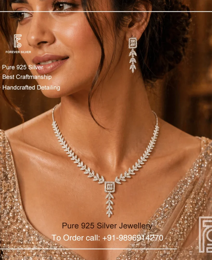 Regal Vine 925 Silver Pendant Necklace Set