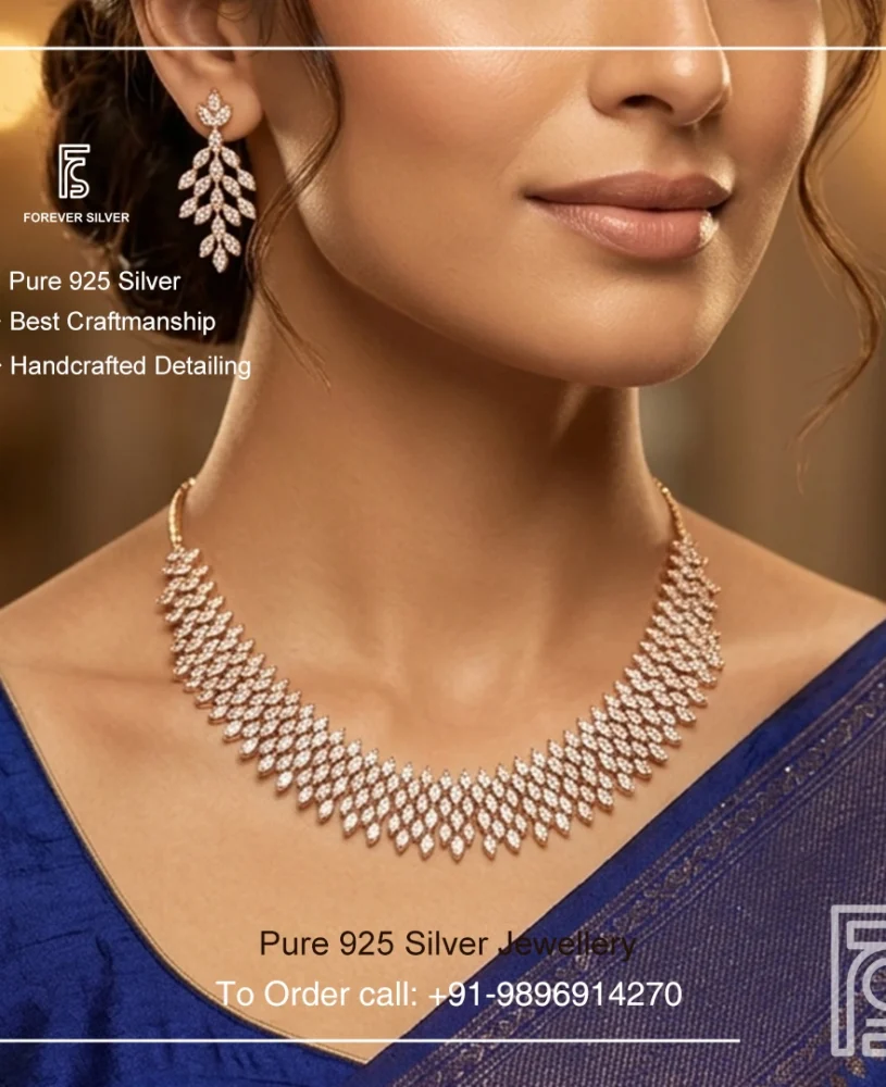 Radiant Mesh Pure 925 Silver Necklace Set